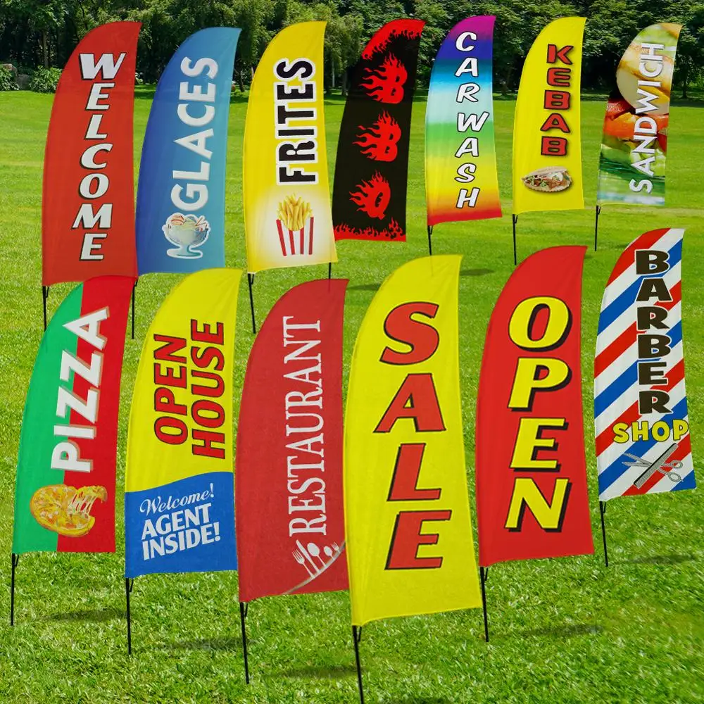 Pack of 3 Grand opening King Swooper Feather Flag Sign Kit With Complete Hybrid Pole set Managers+special,sushi 