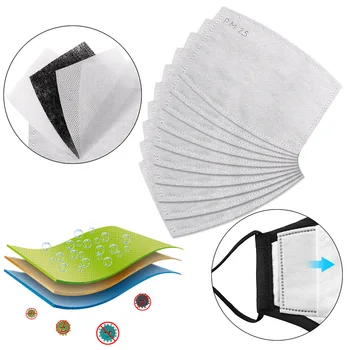 

OLO 10/20/50Pcs 5 Layers Non-woven Mouth Mask Activated Carbon Filter (4.7*3inch) Replaceable Filter-slice PM2.5