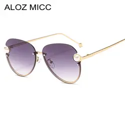 ALOZ MICC Модные солнцезащитные очки с жемчугом женские брендовые в дизайнерской металлической оправе винтажные женские элегантные