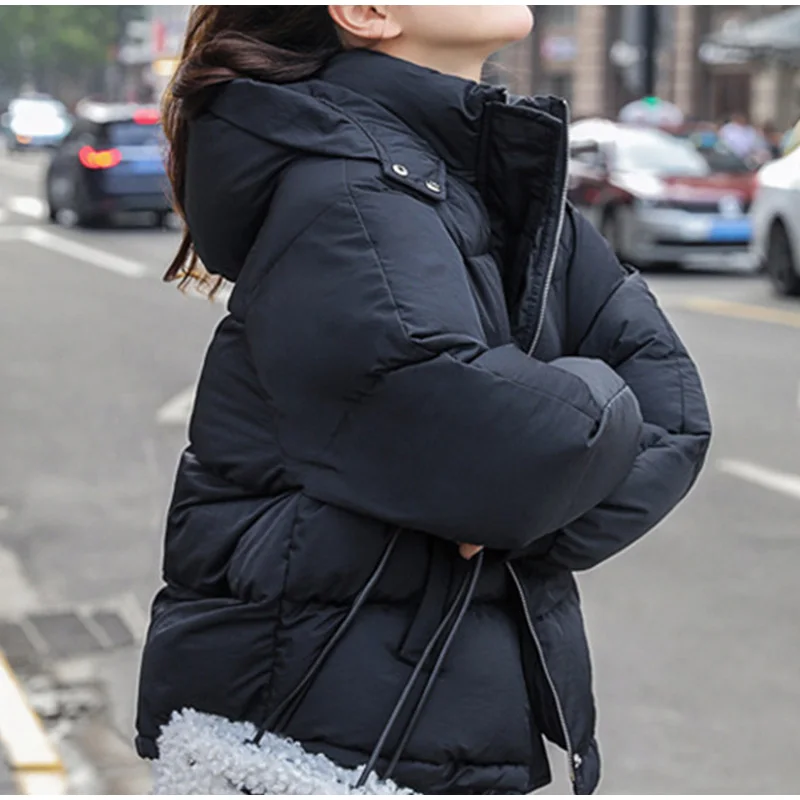 Women Parkas Autumn Hooded Down Jackets Casual Cotton Padded Short Parkas Female Winter Fashion Warm Casual Parka Overcoat