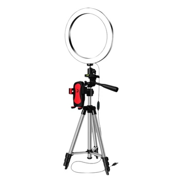 

LED Selfie Ring Light with Phone Holder Photography Dimmable Youtube Video Live Photo Studio Light USB Plug(16Cm)