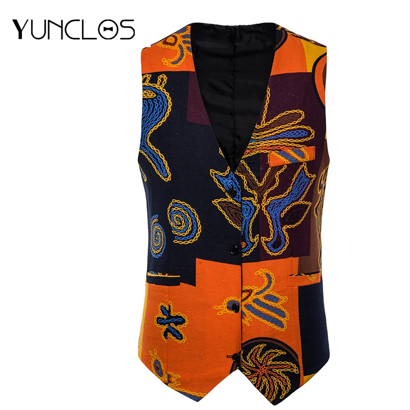 

Yunclos Men's Suit Vest Folk-custom Asian Size For Wedding Party Waistcoat Single-Breasted Vest Casual Masculine Men's clothing