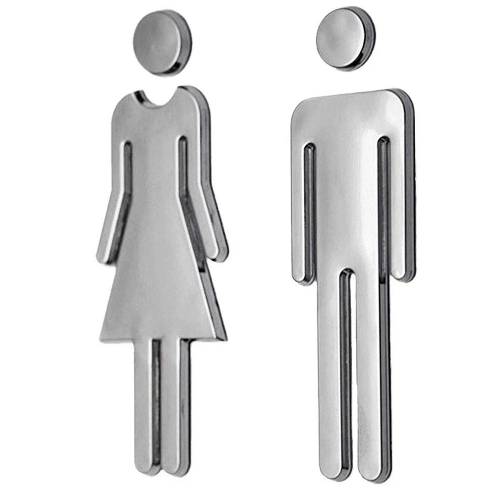 

2Pcs/Set ABS Bathroom Sign Adhesive Backed Men's Women's Toilet Symbol WWO66