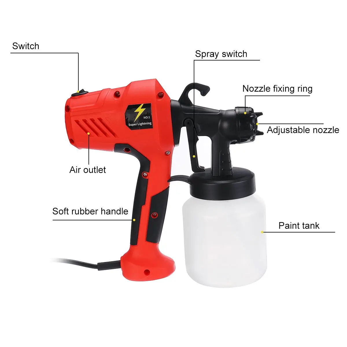 400W Мощность Electric paint воздуха спрей Пистолеты Краски опрыскиватель 2,5 мм 800 мл Аэрограф для стены комнаты мебель Краски ing распылительный инструмент