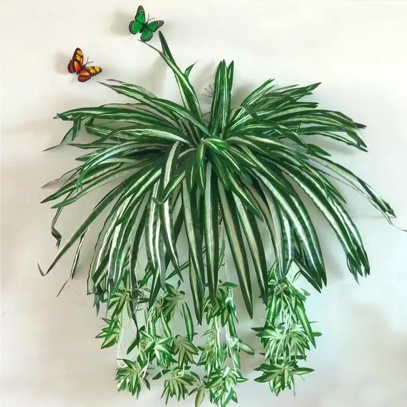 Искусственные растения с цветами Висячие хлорофитум в горшках зеленые растения Моделирование Цветок Bracketplant Рождественская вечеринка домашний декор