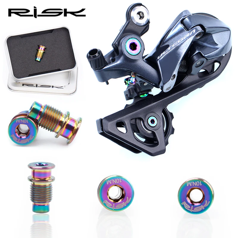 RISK Rainbow Color Titanium Road Bike Rear Derailleur Rotation Shaft Fixed Screw 