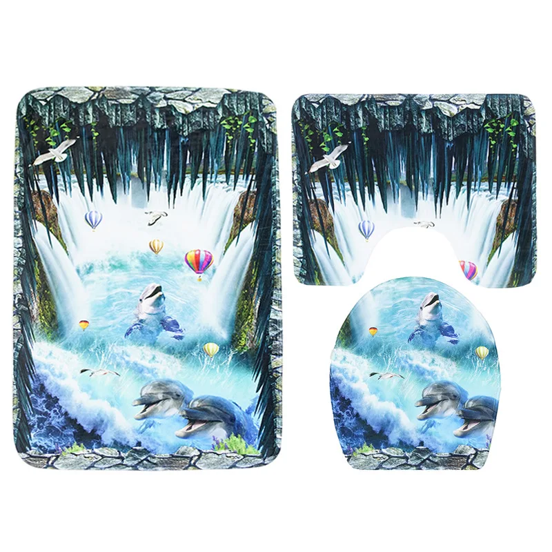 bath mat sets No.17 WINLIFE подушка из трех предметов, чехол для сиденья унитаза, Противоскользящие коврики для ванной - Цвет: bath mat sets No.17