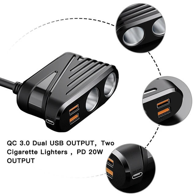180w Cigarette Lighter Splitter Quick Charge 3.0 Car Charger Adapter 12v/24v  4 Port Usb Fast Charging Socket For Mobile Phone - Cigarette Lighter -  AliExpress
