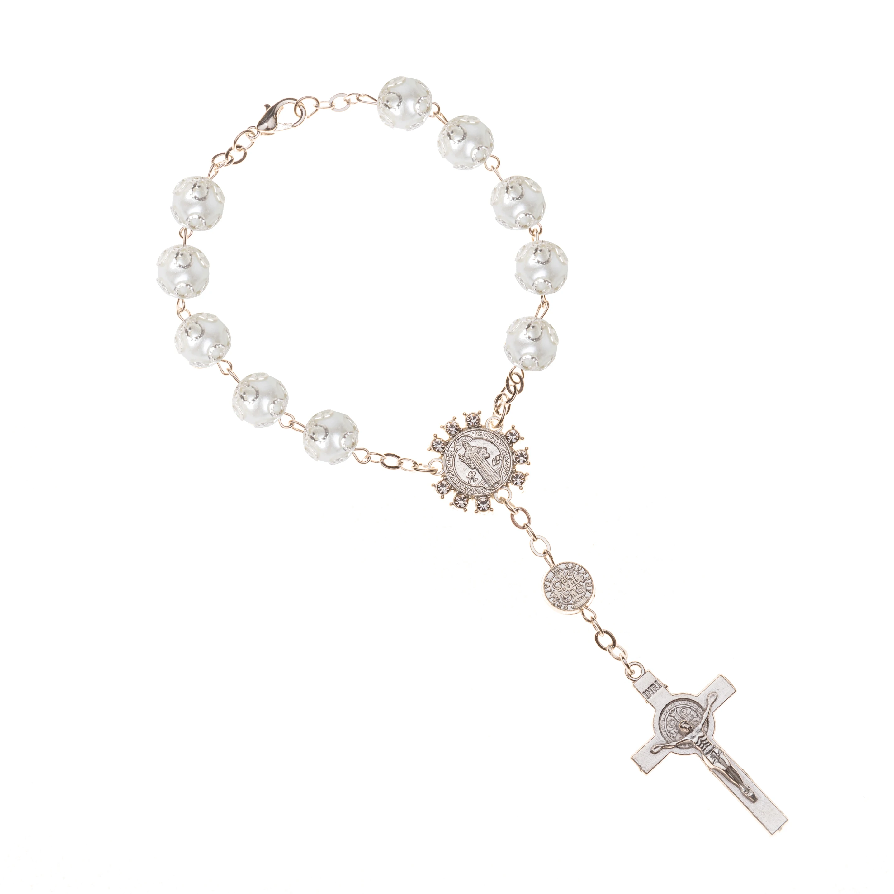 CR008 10pcs Vintage Religious Ornaments Religion Catholic Communion Cup Gift Cross Rosary Bracelet Bead Jewelry