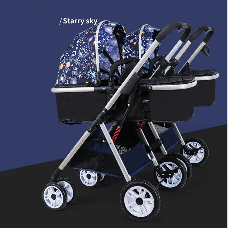 Twin baby strollers 3 in 1 detachable high landscape lightweight folding shock absorber double two sleeping basket carriage | Мать и