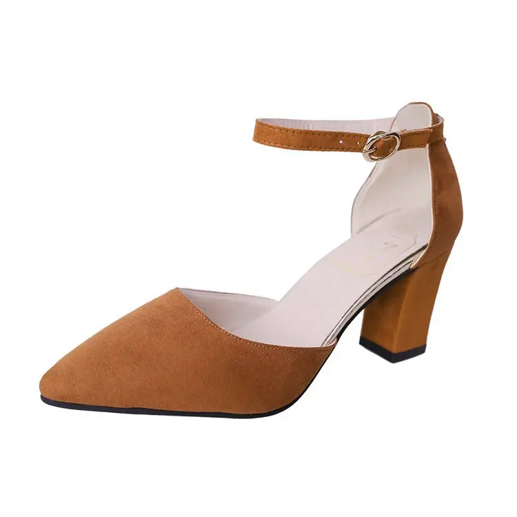 Sandalias femeninas/осенние флоковые босоножки с острым носком на высоком каблуке; пикантные женские летние туфли на высоком каблуке; женские босоножки; mujer; 789 - Цвет: Коричневый