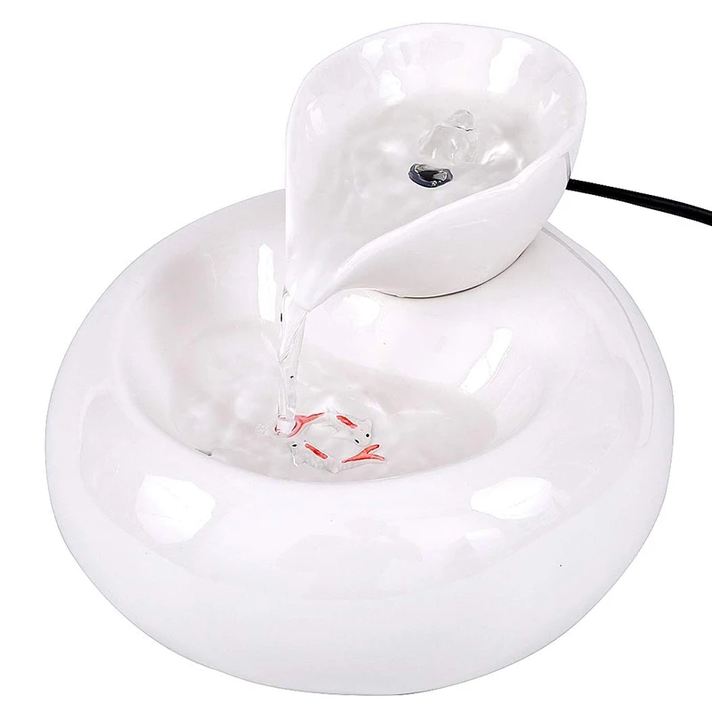 

Ceramic Cat Drinking Water Fountain, 1.3 Liters Pet Water Fountains for Cats and Dogs, Electric Pet Water Dispenser with Quiet P