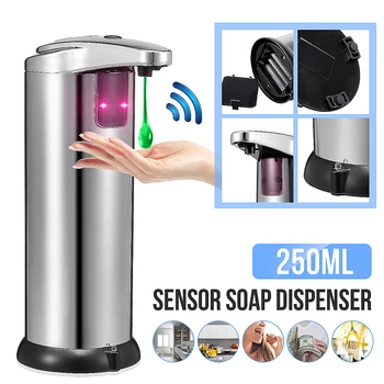

Hand Free 250ml ABS Automatic Liquid Soap Dispensers Infrared Smart Sensor Touchless Sanitizer Dispenser for Kitchen Bathroom