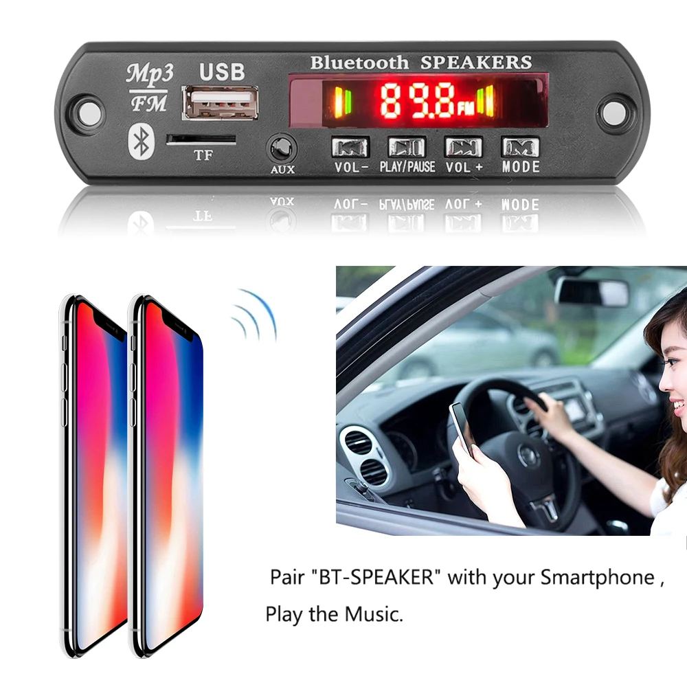 kebidumei  WMA MP3 module Bluetooth 12V decoder board 1 Stereo USB car remote control music speaker