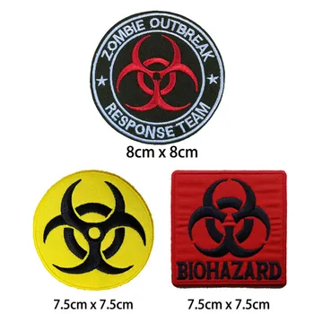 

dangerous sign badge iron on patch, biological hazard logo embroidered fabric badge, Biker vest clothing accessories DIY