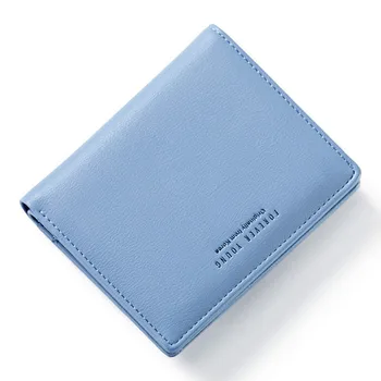 

Thin Style Women Wallets Zipper Coin Bag in Back Blue Soft Leather Ladies Card Holder Slim Purse Female Wallet Small HOT