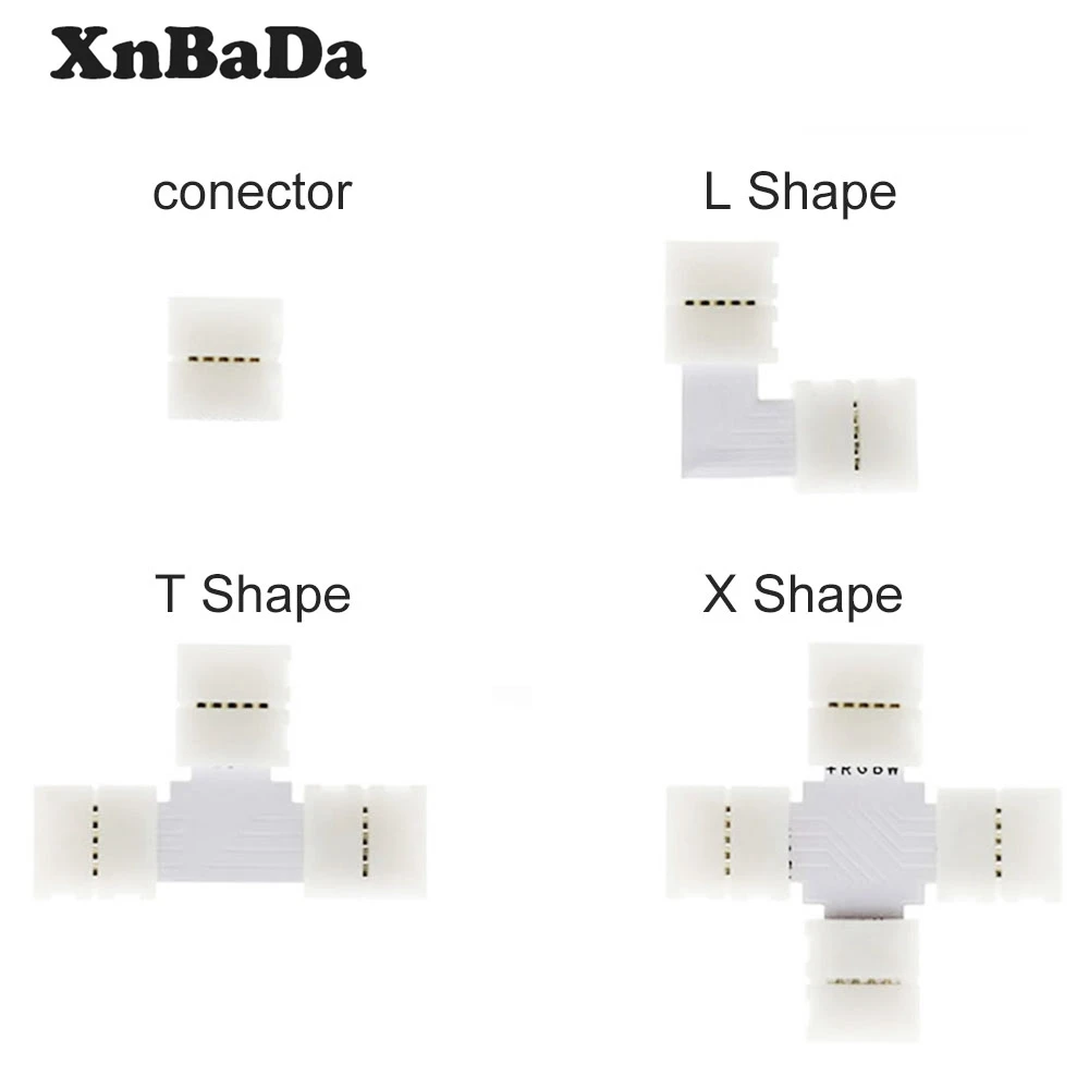 5PCS Free Soldering Led Connector 2PIN 3PIN 4PIN 5PIN L / T / X Shape Corner Connector For 10mm RGB RGBW RGBWW Led Strip Tape afbeelding