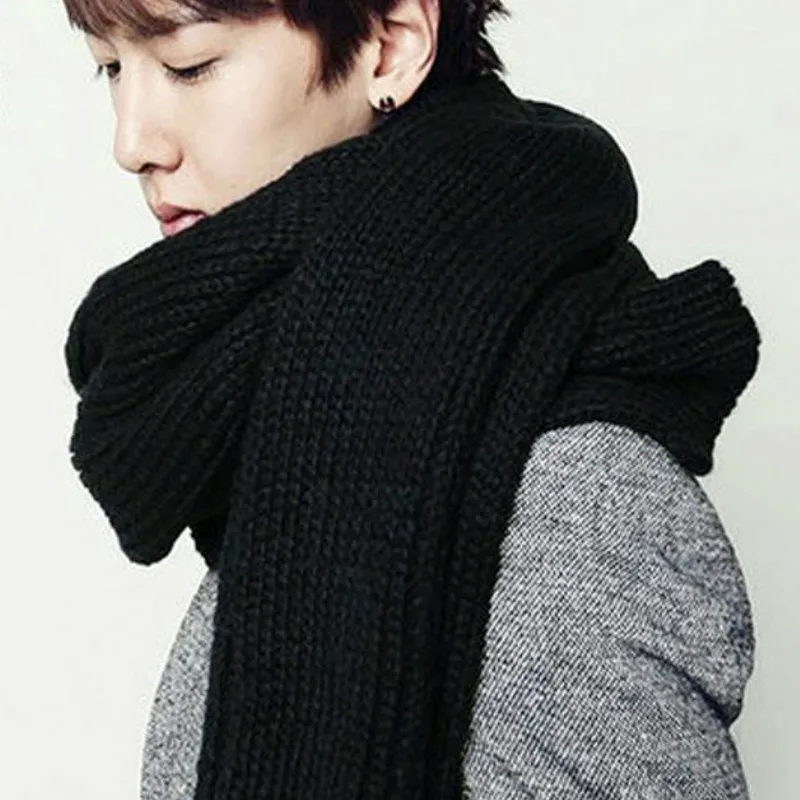 

new men scarf Korean wool student long thick warm knitting winter red black white scarf