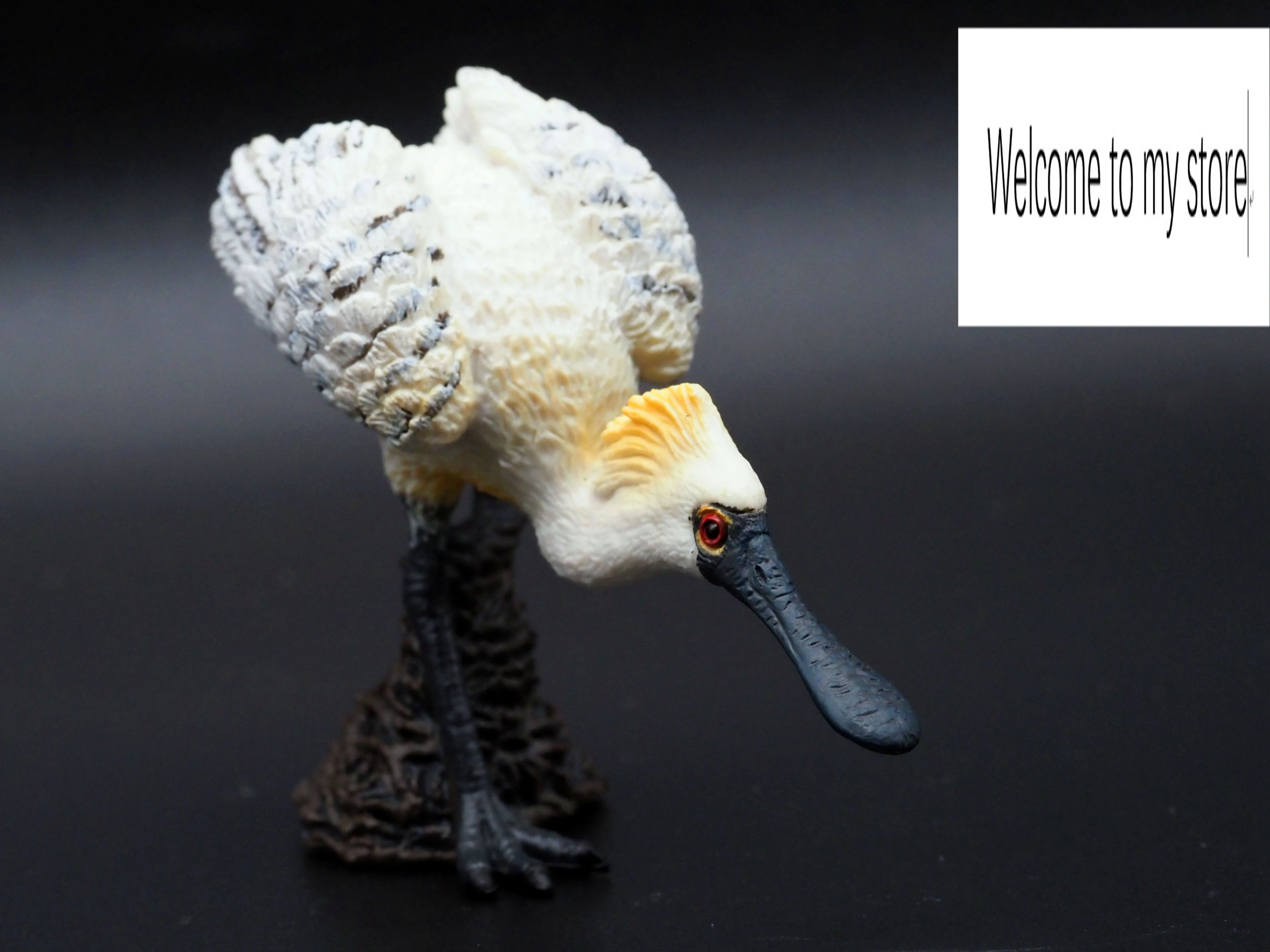 solid pvc figure Child model toys wild bird Black faced Spoonbillwild