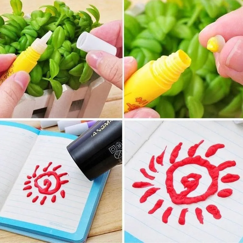 Popcorn Pen Watercolor Pen 3d Printing Bubble Diy Drawing Stroke Gift Expansion Marker Effect Children 6pcs/set A H0S2
