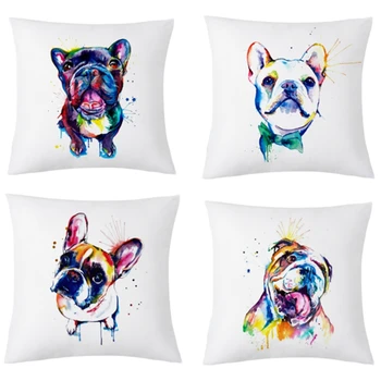 

Cushion Cover French Bulldog Printing Throw Pillow Case Bulldog Cushion Cover Home Decoration Pillowcase 4Pcs