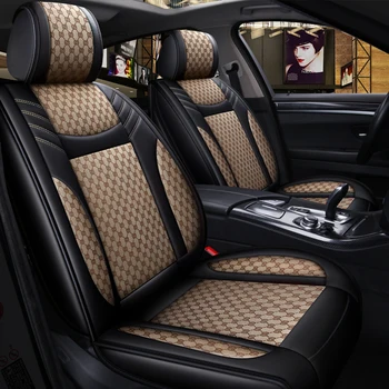 

5-Seat Car PU Leather Linen Front Car Seat Covers Front Rear Fashion Style Auto Interior for CHEVROLET Equinox IMPALA Tahoe TRAX