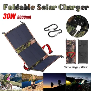 

Solar Charger 30W 5V 3A USB Solar Panel Foldable Waterproof Power Bank for Smartphone Sunpower Charger Outdoor