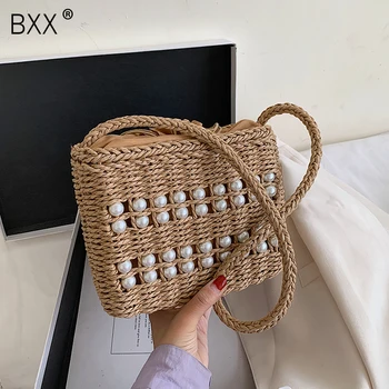 

[BXX] Straw Bucket Bags For Women 2020 Summer Crossbody Bags Lady Travel Purses and Handbags Female Shoulder Messenger Bag HN408