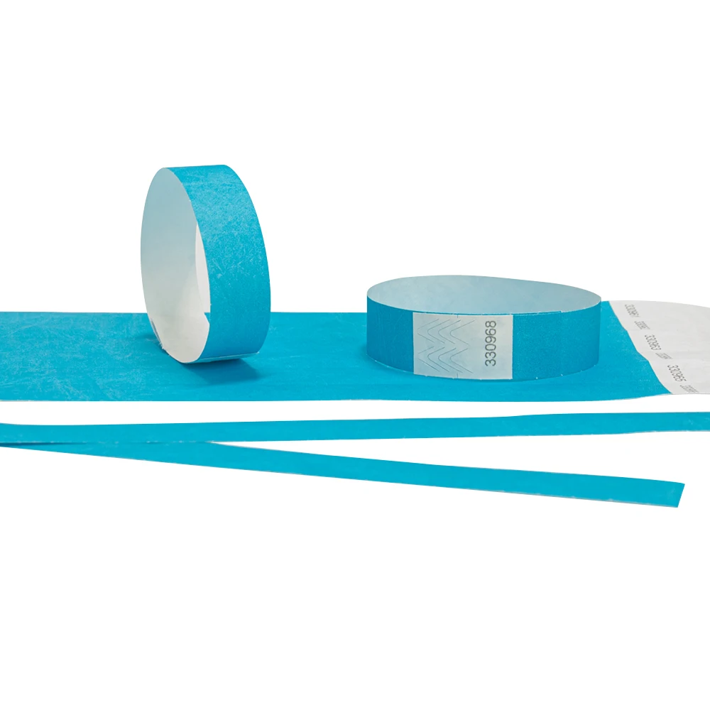 Neon Blue Color 3/4 inch Tyvek Wristbands with Numbers, Beautiful Color Wristbands for Parties Events Identification 500 pieces