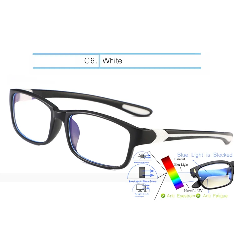BL1101-White IVSTA TR90 футбольные очки компьютерные спортивные мужские анти-голубые лучи светильник блокирующие очки оправа близорукость оптический Баскетбол - Цвет оправы: BL1101-White