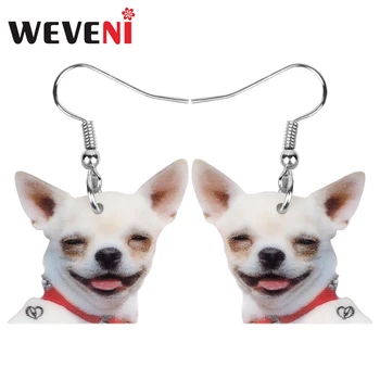 

WEVENI Acrylic Smile Chihuahua Dog Earrings Big Long Pet Animal Dangle Drop Jewelry For Women Girls Novelty Party Gift Accessory