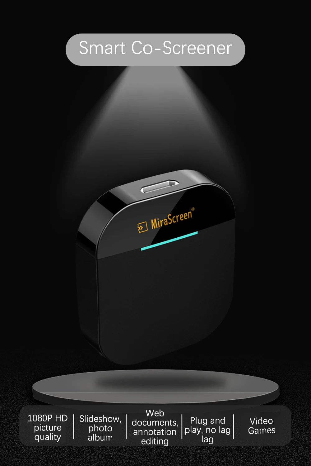 Adaptateur HDMI Sans Fil - Miracast Airplay DLNA - 1080P Double Bande - Pour Android IOS Windows Mac