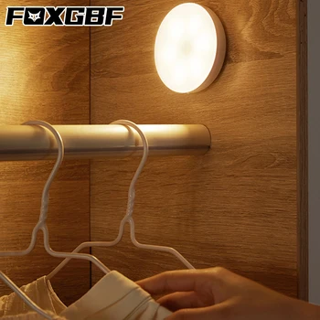 

FOXGBF Rechargeable Night Light LED Indoor Lighting Corridor Light ABS Bedroom Motion Sensor Mini Automatic Magnetic Base USB