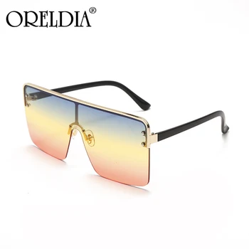 

Fashion Oversized Square Half Frame Sunglasses Ladies Brand Designer Flat Top Big Sunglasses Women One Piece Travel Gafa De Sol