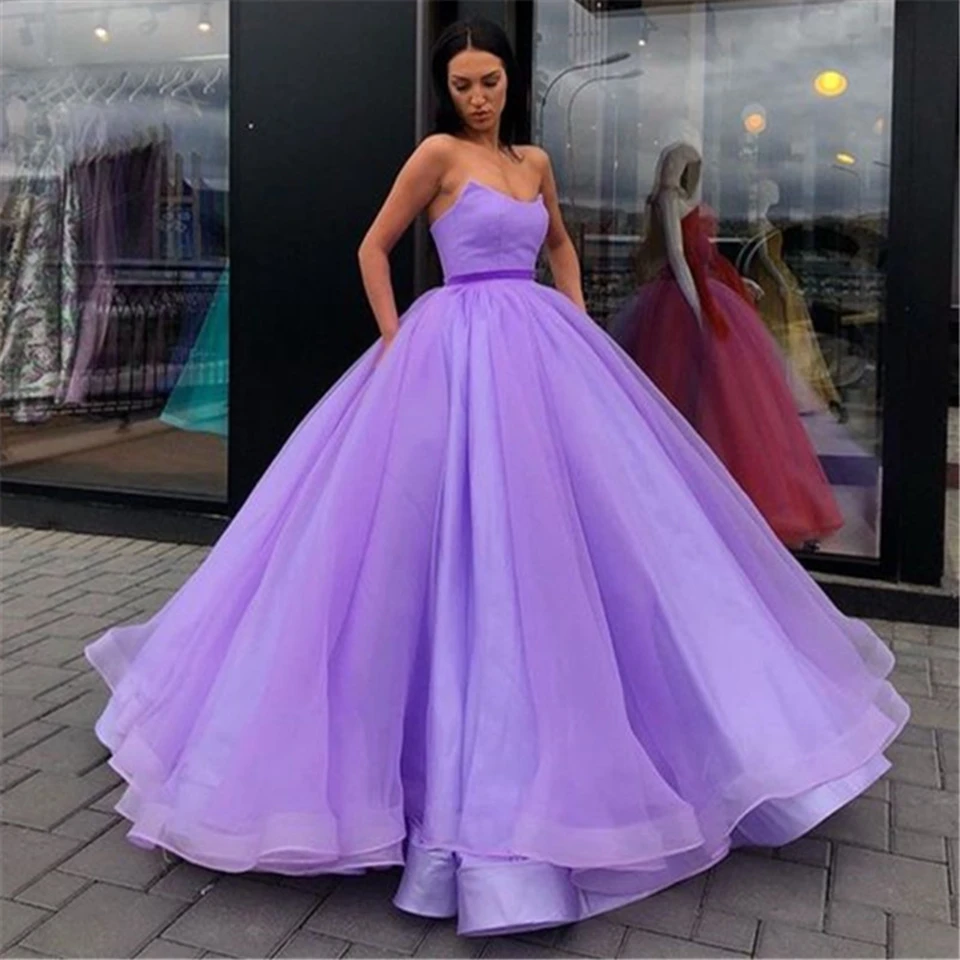 satin prom dress Pink Prom Dress A-Line Evening Gowns Women Formal Party 2021 Blue Sweetheart Neck Tulle Burgundy Graduation Long Robes De Soirée yellow prom dresses