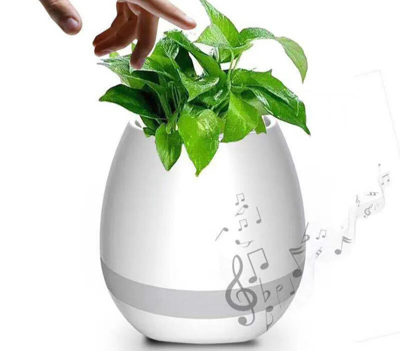 

Bluetooth Speakers Music Flowerpot Smart Plant Pots Plastic Pot Finger Touch LED Night Light Home Design Desk Decorative Pots