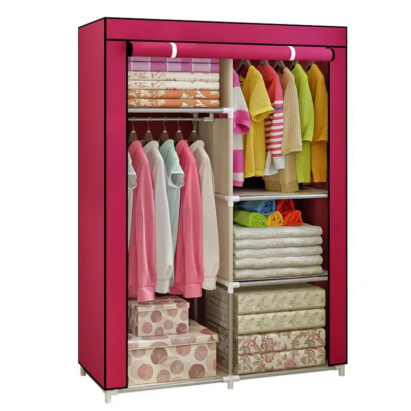 Большая емкость нетканый Тканевый шкаф складной портативный DIY шкаф для хранения одежды шкаф домашняя мебель - Цвет: Бургундия
