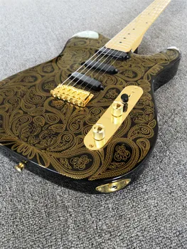 

Electric Guitar Gold Flower Pattern 3S Pickups Maple Fretboard Gold Hardwares.customized,Paypal available!T-27