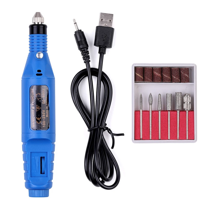 05 1 шт. электрический сверлильный станок с usb-разъемом, набор для маникюра и педикюра, пилочка для сверления ногтей, гелевые Инструменты для удаления полировки, портативный инструмент для дизайна ногтей - Цвет: 05