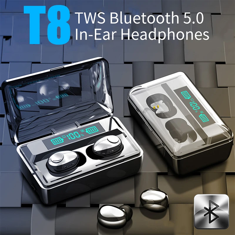 Оригинальные T8S TWS беспроводные наушники Bluetooth 5,0 наушники с микрофоном мини-наушники-вкладыши спортивные наушники Поддержка iOS/Android телефон HD вызов