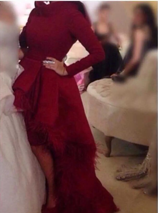 

High Neck Long Sleeves High Front Low Back 2018 Sexy Prom Party gown Bandage vestido de noiva mother of the bride dresses