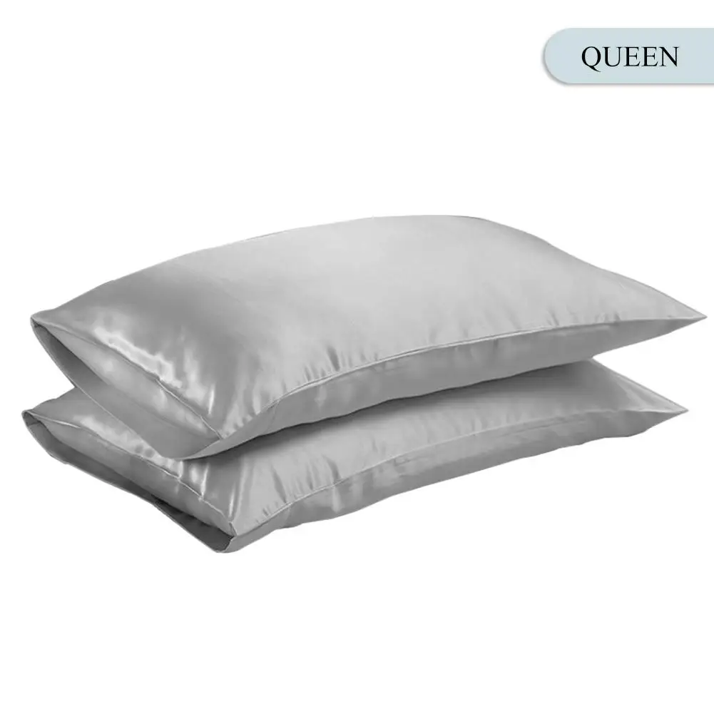 Queen/KING Шелковый атласный чехол для подушки, постельные принадлежности, чехол для подушки, гладкий домашний белый, черный, серый, хаки, небесно-голубой, розовый, серебристый# BW