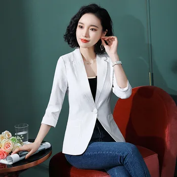 

Womens Business Suits Spring Autumn Long Sleeve Solid Color Blazers Jackets Short Slim Blazer Women Suit Big Size