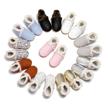 

Baby Elastic Leather Boots Infant Winter Warm Shoes With Velvet Boy Girl Step First Walkers Baby Girl Boy Kids Booties·