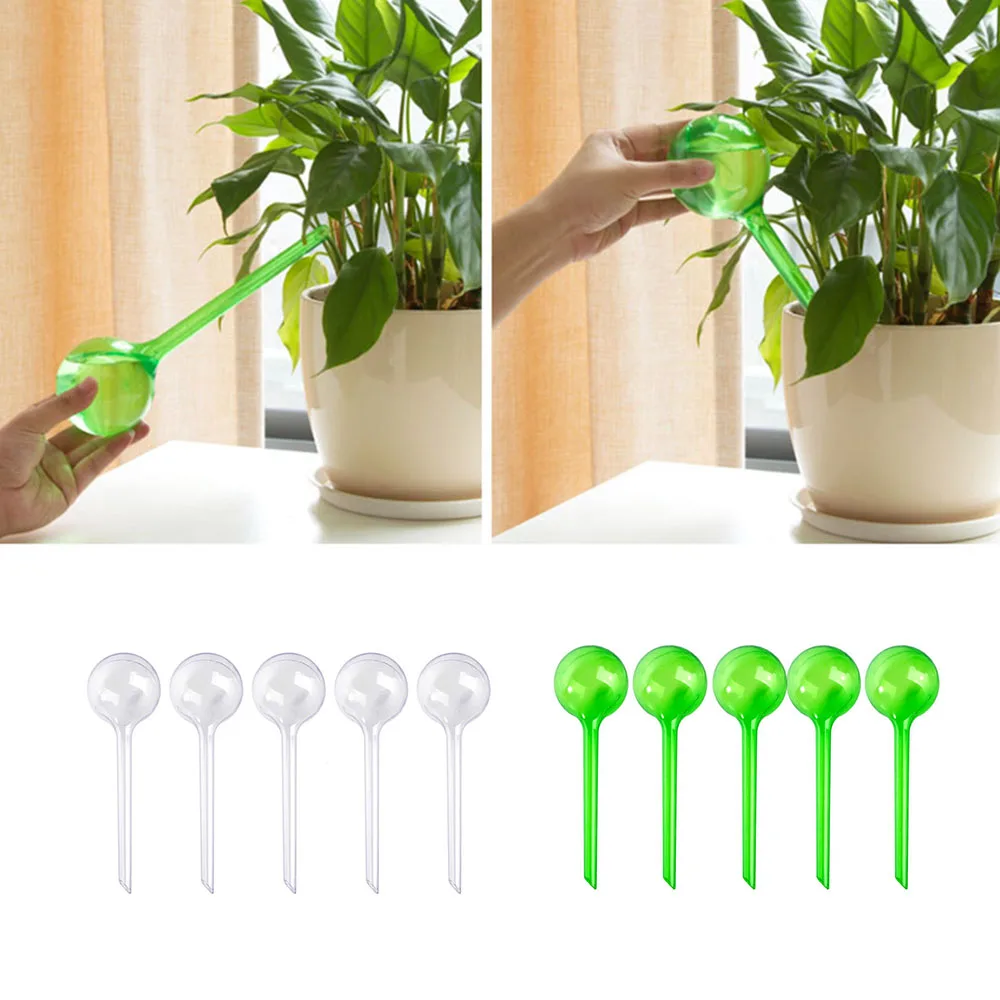 Alimentador de agua de flores y plantas de plástico, herramienta automática de riego de PVC para casa y jardín, 5 uds.