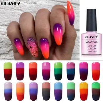 

CLAVUZ 10ML Temperature Color Change Nail Gel Varnish Soak Off Changing Color Nail Polish Thermal Gel Design For DIY Nail Art