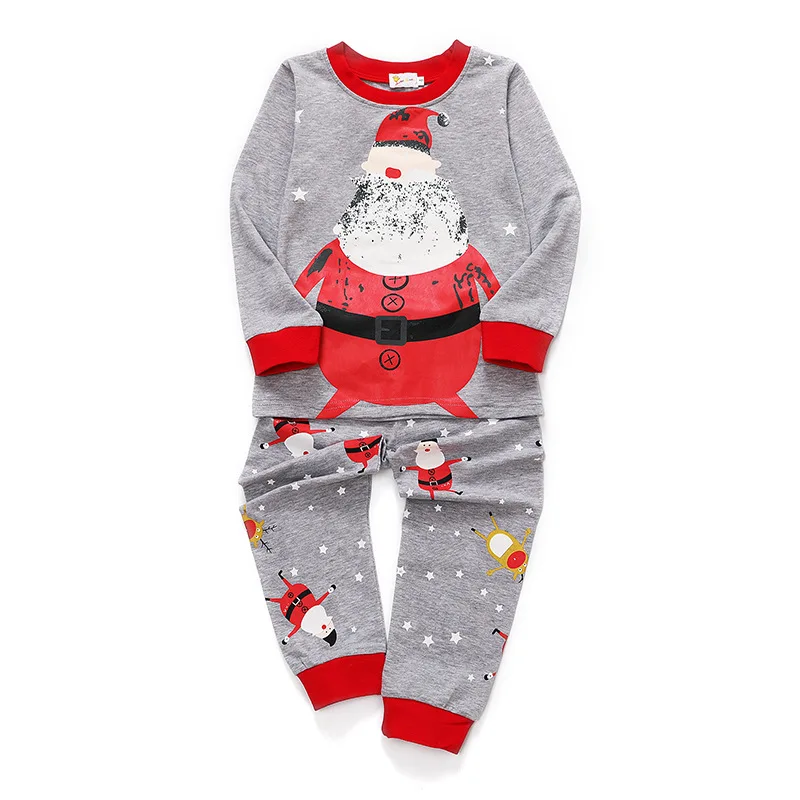 Новая детская Рождественская Пижама осенне-зимняя повседневная одежда с длинными рукавами и принтом Санта-Клауса для мальчиков и девочек - Color: 806b37