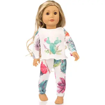 

Kuulee Cute Printing Pajamas Suit Doll Clothes for 18 Inches Girl Doll Accessories Kid's Birthday Gift