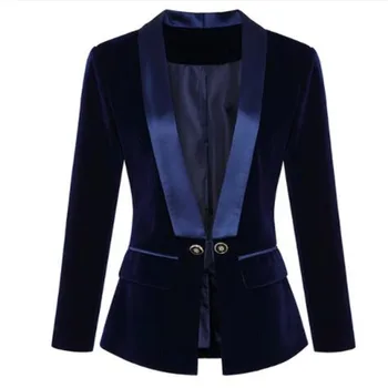 

HIGH QUALITY Newest Runway 2019 Designer Blazer Women's Long Sleeve Velvet Blazer Jacket Outer Wear