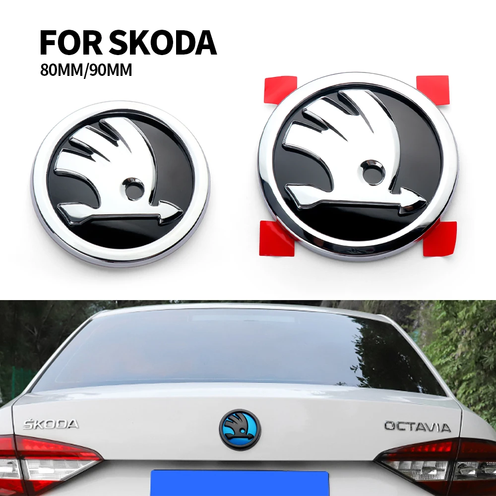 80/90mm Car Emblem ABS Front Hood Bonnet Rear Trunk Decor Sticker For Skoda Yeti Fabia Octavia 3 2 Kodiaq Karoq Rapid Yeti A5 A7